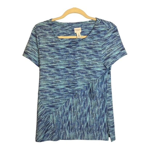 Chico's Blouse Women's Size Small Weekends Tshirt Athleisure Blue Chico's 0‎ - Picture 1 of 4